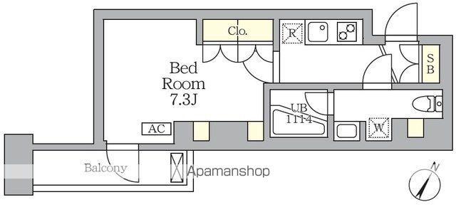 アジールコート三宿テラス(1K/4階)の間取り写真