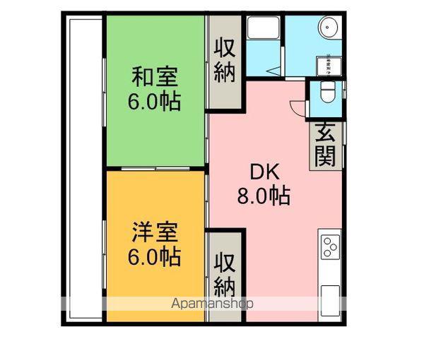 メゾン余戸東(2DK/2階)の間取り写真