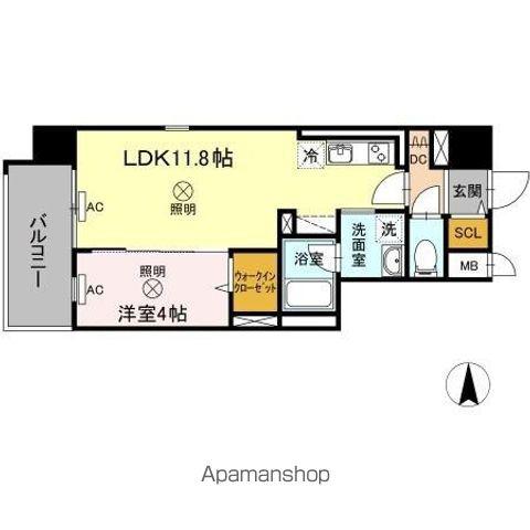 TWIN TOWERS SELINA(1LDK/4階)の間取り写真