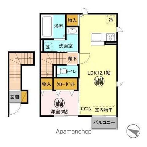 プランドール(1LDK/2階)の間取り写真