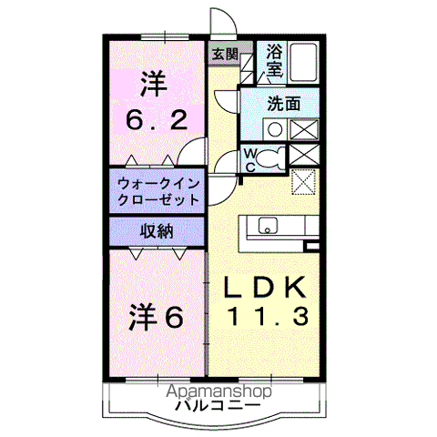 N・T 秋月-B(2LDK/3階)の間取り写真