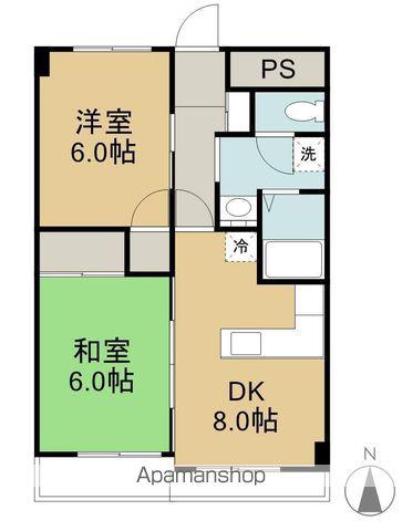 レジデンス須藤(2DK/4階)の間取り写真