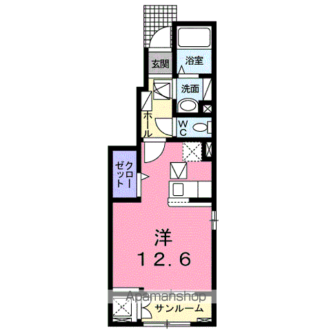 クエスト ウーノ(ワンルーム/1階)の間取り写真