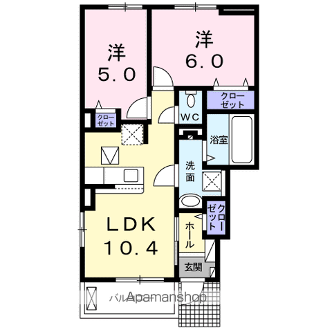 ニューアメニティ(2LDK/1階)の間取り写真
