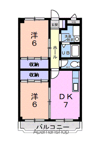 サンライズマンション(2DK/2階)の間取り写真
