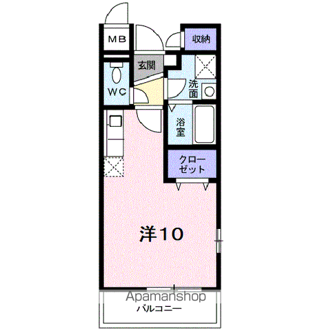 エヴァーグリーン(ワンルーム/2階)の間取り写真