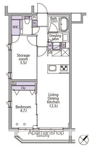 イプセ代々木レジデンス(1SLDK/2階)の間取り写真