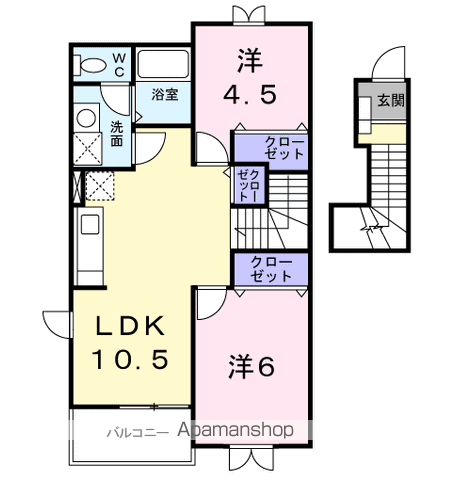 キャピタル広瀬Ⅲ(2LDK/2階)の間取り写真