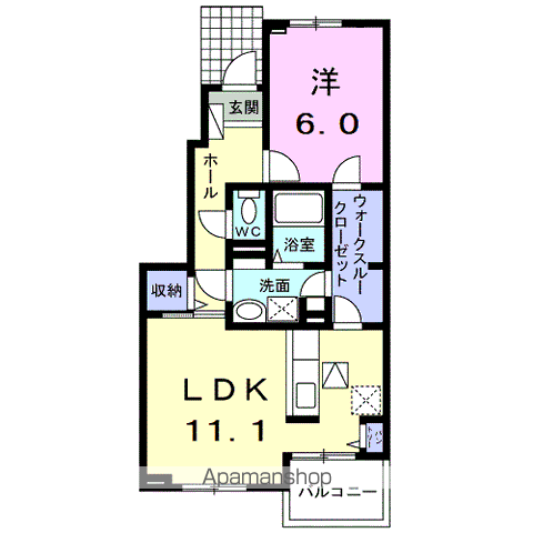 スウィートインプレス・ケイ(1LDK/1階)の間取り写真