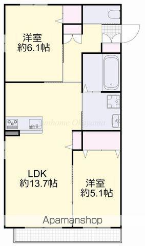 プランドールⅡ(2LDK/2階)の間取り写真