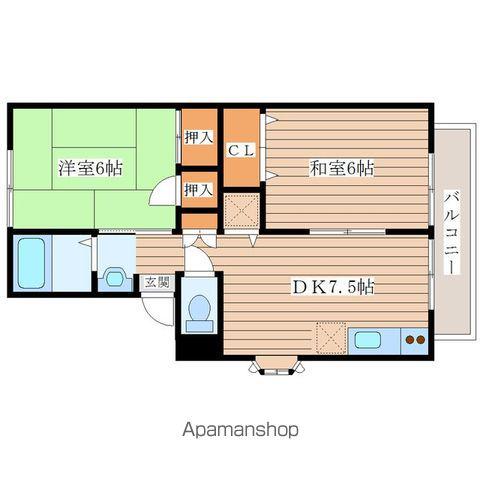 ベルパーク川平Ⅱ(2DK/2階)の間取り写真