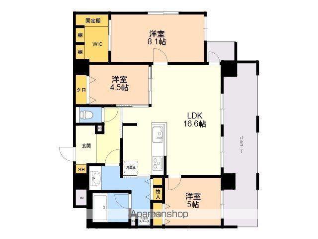THE TEN GOOD 祖原Ⅱ(3LDK/4階)の間取り写真