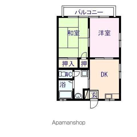 ハイツ新町3号棟(2DK/2階)の間取り写真