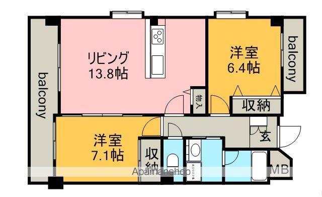 アルバ神領(2LDK/2階)の間取り写真