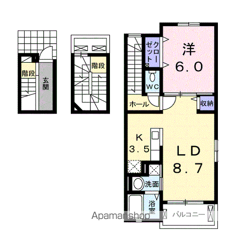 サニー イースト(1LDK/3階)の間取り写真