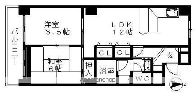 FREESIA(2LDK/7階)の間取り写真