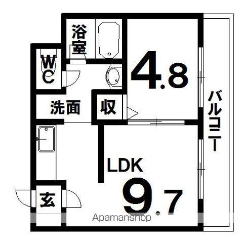 サニーパーク(1DK/2階)の間取り写真