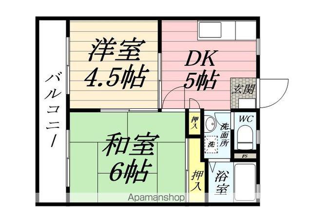 コーポ花の木Ⅰ号館(2K/2階)の間取り写真