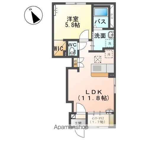 アクアサイド(1LDK/1階)の間取り写真