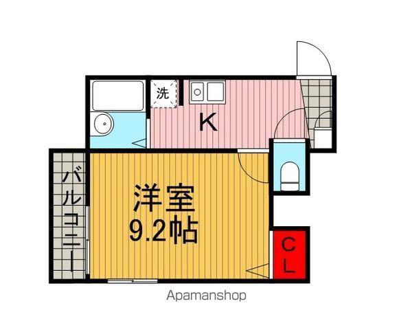 スクエア若林(1K/3階)の間取り写真
