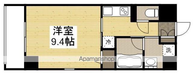 リビンコートSTUDIO奉還町ウエスト(1K/2階)の間取り写真
