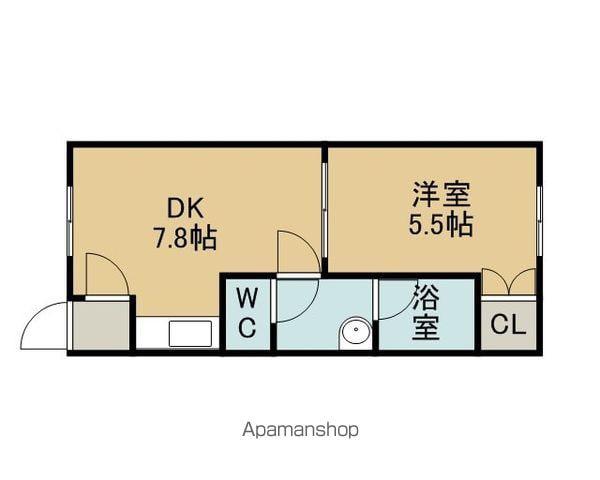 千歳線 千歳駅(北海道) 徒歩29分 2階建 築29年(1DK/2階)の間取り写真