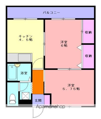 ミリアルデール(2K/2階)の間取り写真