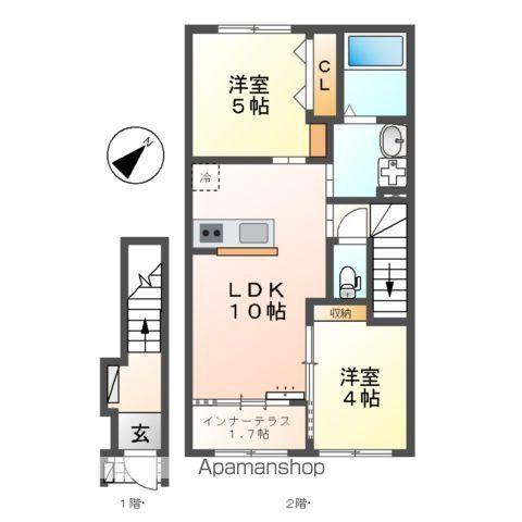 ノイアー・ルウムⅠ(2LDK/2階)の間取り写真