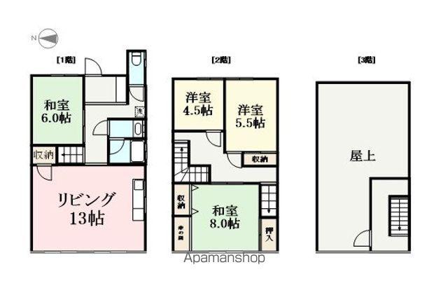 えちぜん鉄道三国線 まつもと町屋駅 徒歩5分 3階建 築49年(4LDK)の間取り写真