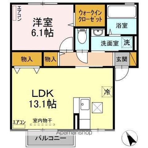 サンフローラF(1LDK/1階)の間取り写真