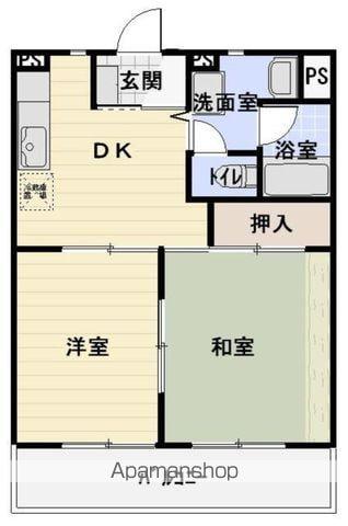 クレセールI(2DK/1階)の間取り写真