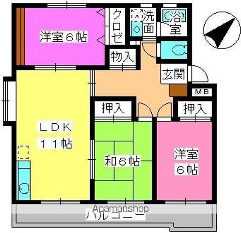 シティーコア大和(3LDK/1階)の間取り写真