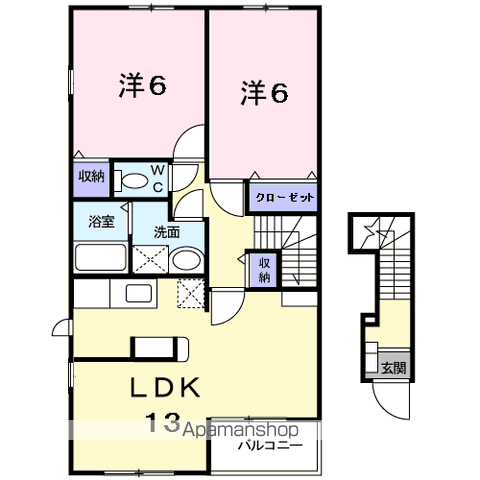 GRACEVILLA Ⅰ(2LDK/2階)の間取り写真