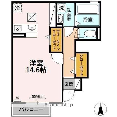 GRAZIA CASAⅡ(ワンルーム/1階)の間取り写真
