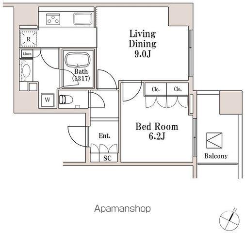 LASANTE一番町(1LDK/4階)の間取り写真