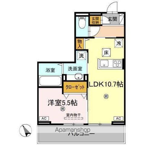 J.リヴェール高松西宝町 C棟(1LDK/1階)の間取り写真