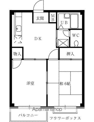 フランボワーズC(2DK/2階)の間取り写真