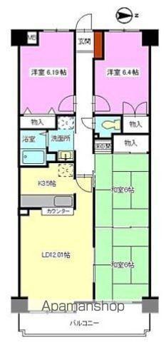 ホウライツルビル(4LDK/5階)の間取り写真