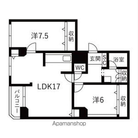 マンション大通(2LDK/10階)の間取り写真