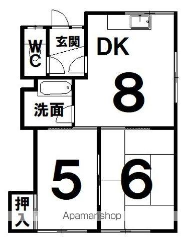 メゾン小間(2DK/2階)の間取り写真