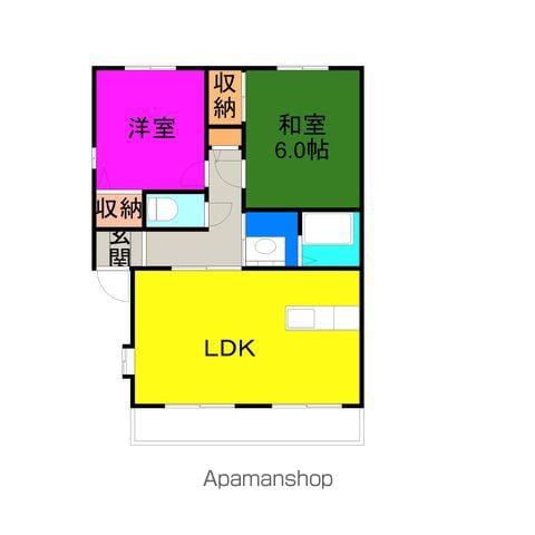 ツインズ・シェル(2LDK/2階)の間取り写真