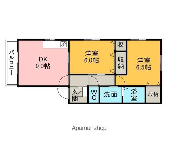 オラシオン(2DK/2階)の間取り写真