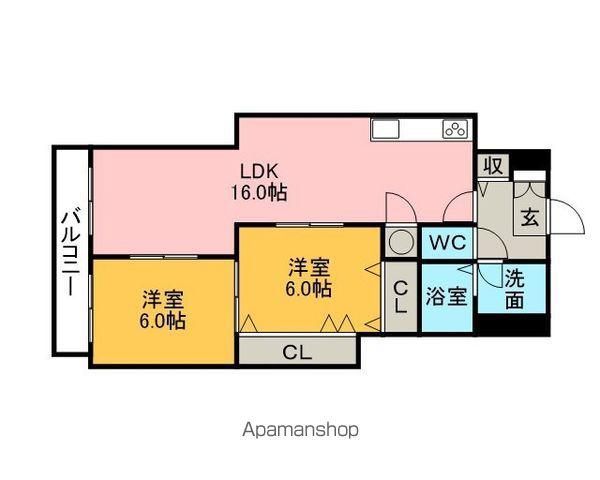 コンフォートフカヤ(2LDK/2階)の間取り写真