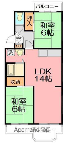 キングレジデンス浜竹(2LDK/3階)の間取り写真