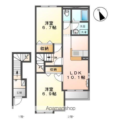 クレストール・U(2LDK/2階)の間取り写真