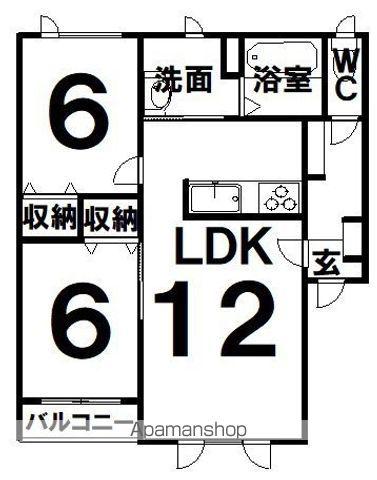 ALPHAⅠ(2LDK/1階)の間取り写真