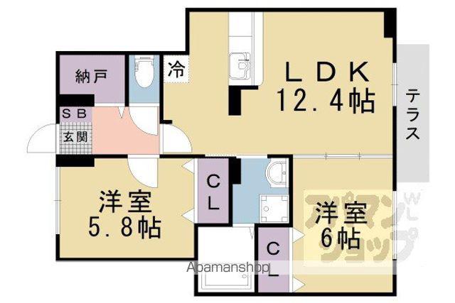 コーポ勢多II番館(2LDK/1階)の間取り写真