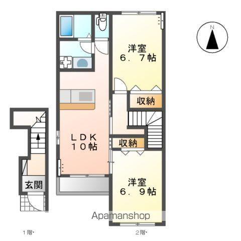 ディアグラーノ シュシュ(2LDK/2階)の間取り写真