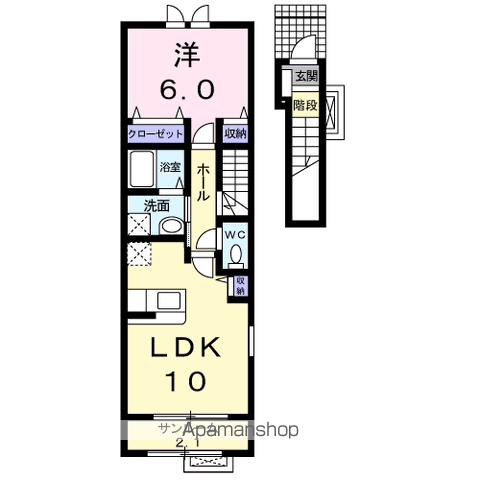 プリマクラッセⅡ(1LDK/2階)の間取り写真