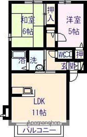 ツインズ・シェル(2LDK/2階)の間取り写真
